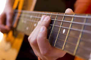 Close-up photo of guitar playing